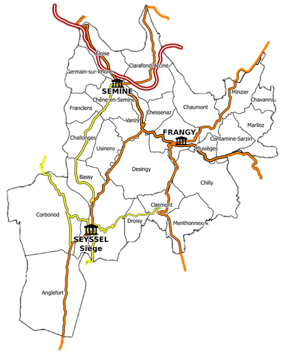 Carte de localisation Usses et Rhône